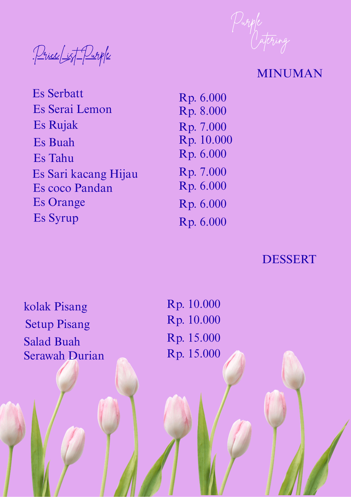 Price List Purple Catering — halaman 3: Price List — Minuman