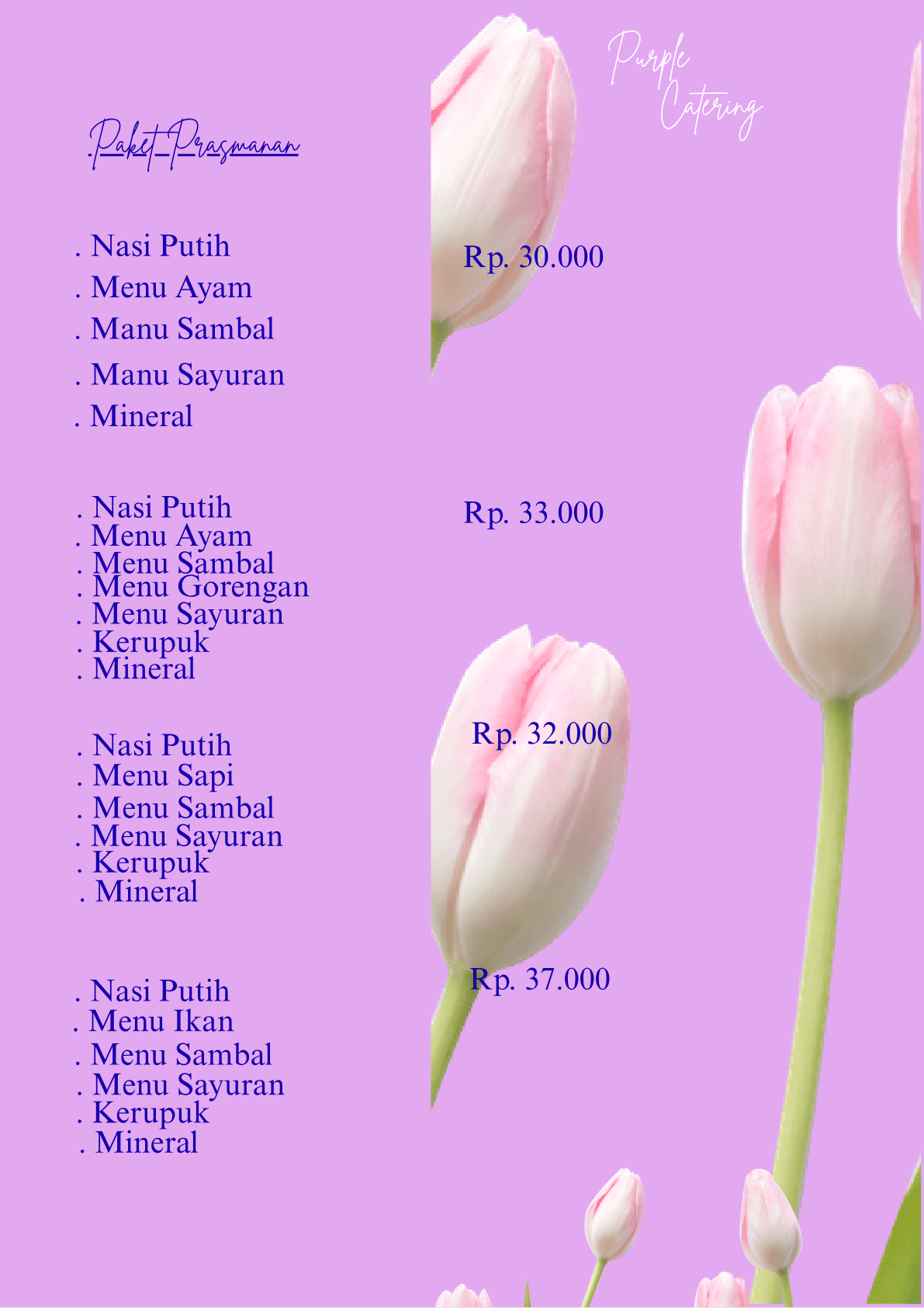 Price List Purple Catering — Paket Prasmanan