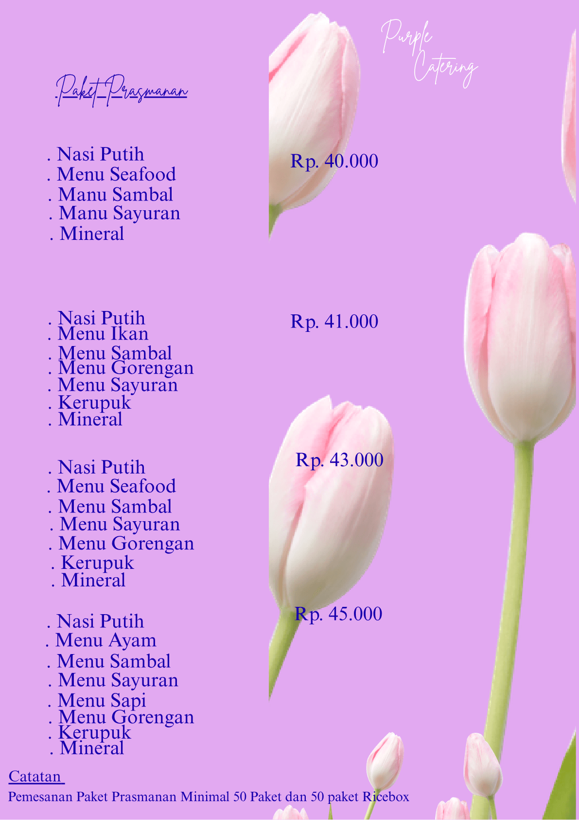 Price List Purple Catering — halaman 7: Paket Prasmanan — Mulai Rp 40.000