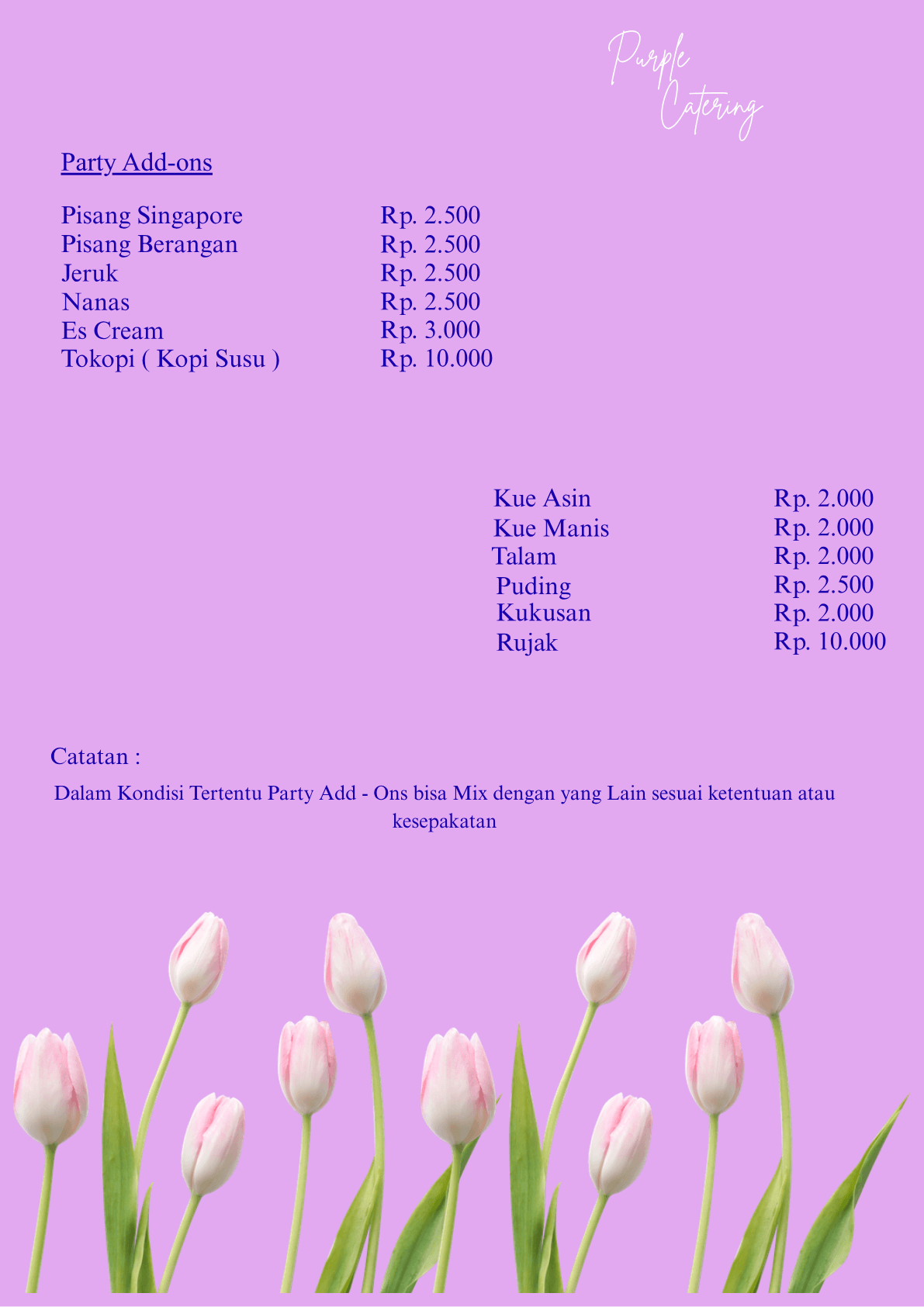 Price List Purple Catering — halaman 8: Party Add-ons